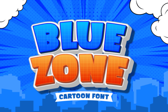 Blue Zone: Bold Cartoon Typography for Standout Designs